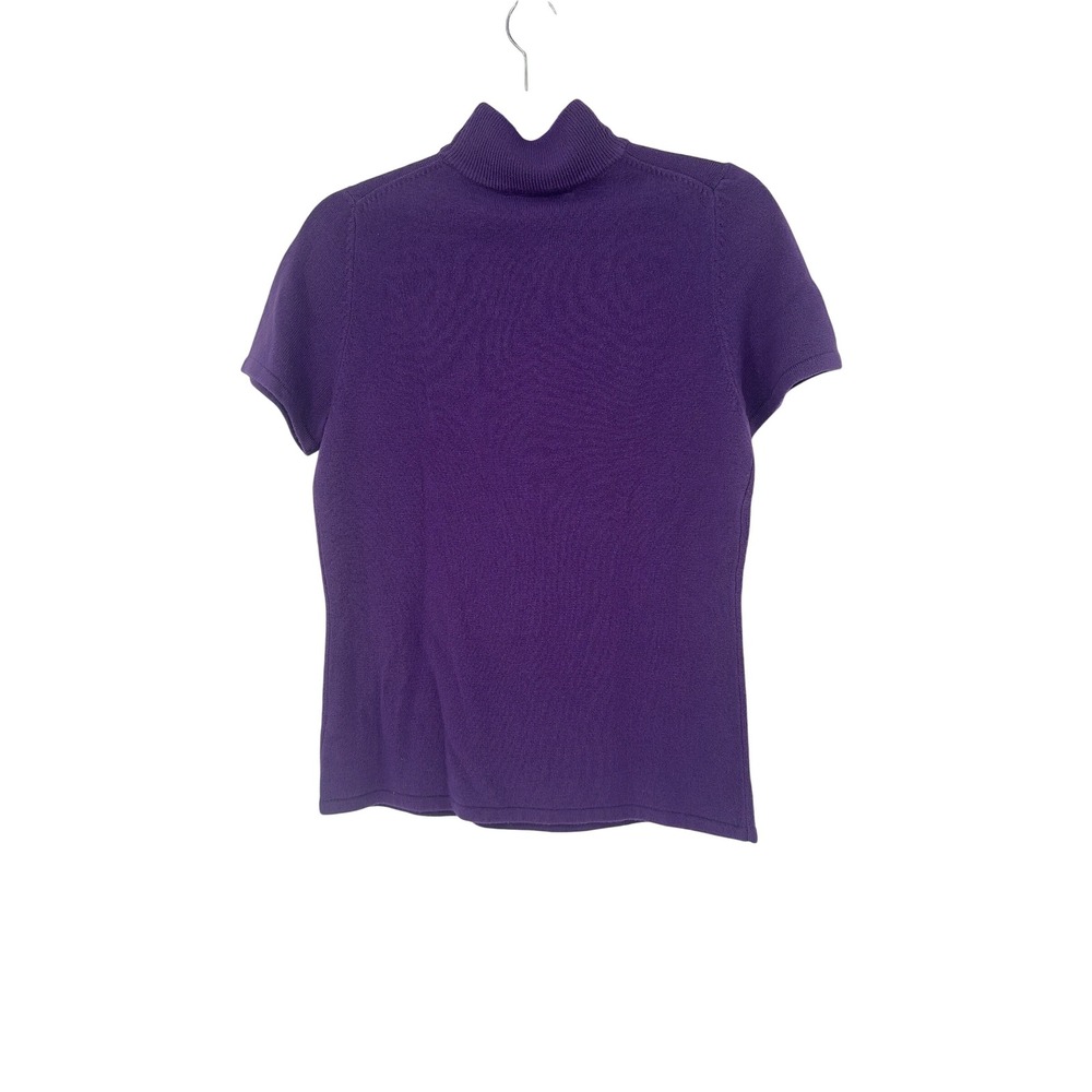 Susan Graver Style Purple Mock Turtleneck Short Sleeve Knit‎ Top XS